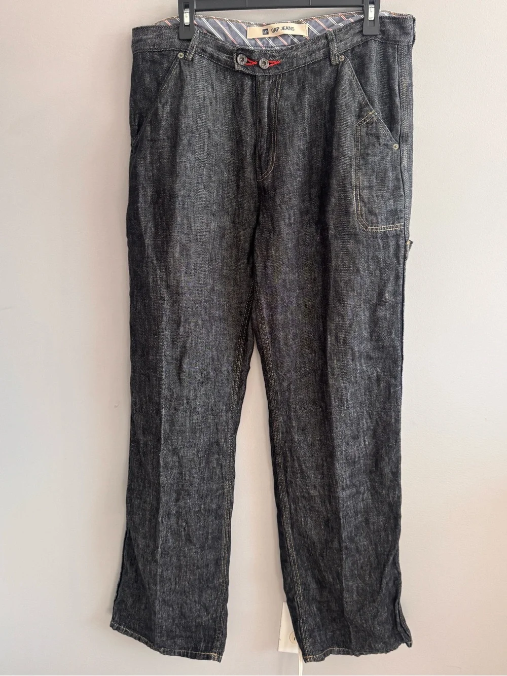 GAP Jeans Men’s 34x34 100% Linen Utility Carpenter Pants Charcoal